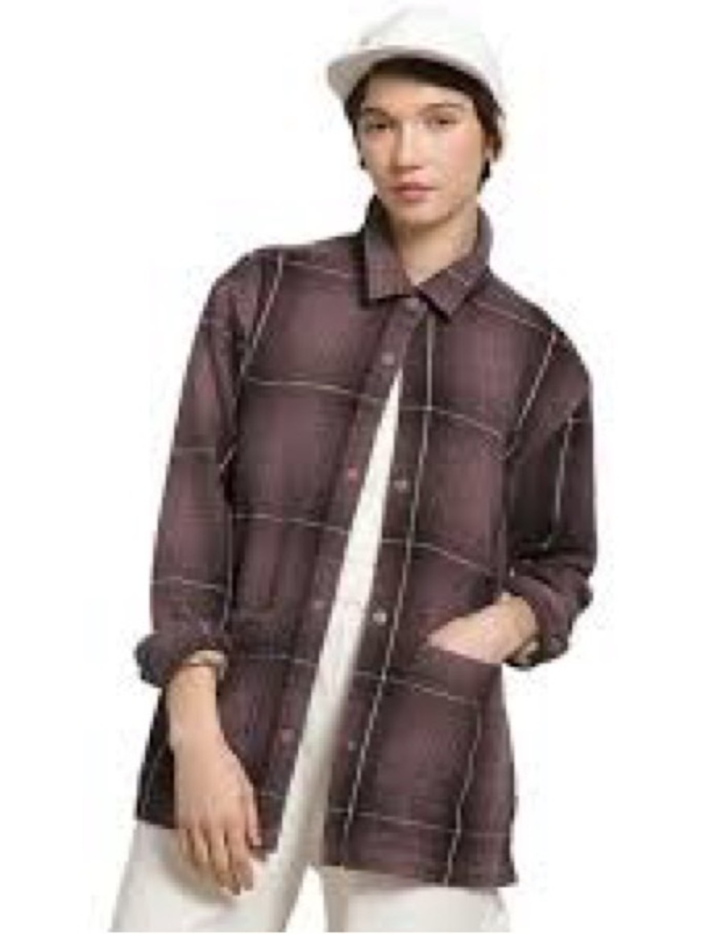 The North Face Valley Twill Utility Shacket featuring a plaid pattern